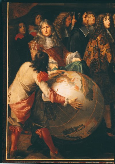 Jean-Baptiste Colbert (1619-83) stellt die Mitglieder der Königlichen Akademie der Wissenschaften Ludwig XIV. (1638-1715) vor, Detail der linken Seite, ca. 1667 (Detail) von Henri Testelin