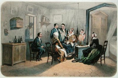 Eine Lesung mit dem Concierge, 2. Hälfte des 19. Jahrhunderts von Henri de (after) Montaut