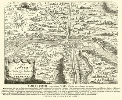Plan der römischen Stadt Lutetia, Standort des modernen Paris von Henri de (after) Montaut