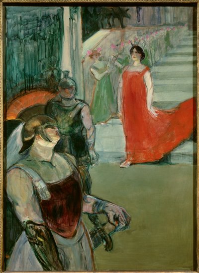 Messalina steigt die Treppe hinunter, gesäumt von Statisten (Detail) von Henri de Toulouse Lautrec