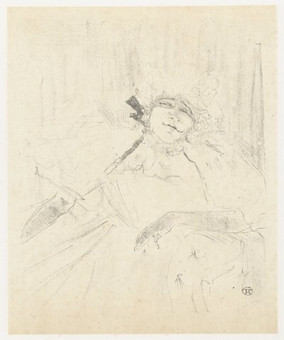 Porträt von Yvette Guilbert im Sessel auf der Bühne von Henri de Toulouse Lautrec
