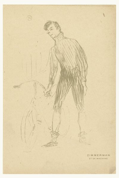 Porträt des Radfahrers Albert Zimmerman und seines Fahrrads (Zimmerman et sa machine) von Henri de Toulouse Lautrec
