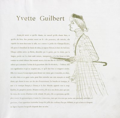 Yvette Guilbert - Französische Serie: Nr. 1 von Henri de Toulouse Lautrec