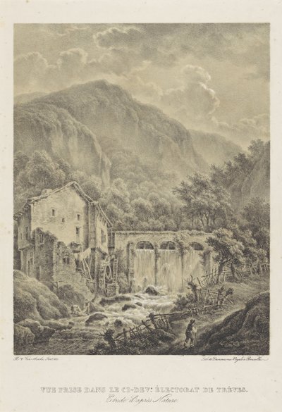 Berglandschaft mit Wassermühle bei Trier Vue prise dans le ci-dev. Électorate de Trèves von Henri van Assche