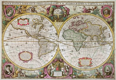 Eine neue Land- und Wasserkarte der gesamten Erde, 1630 von Henricus Hondius II