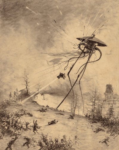 Martianische Kampfmaschine von einer Granate getroffen von Henrique Alvim Correa