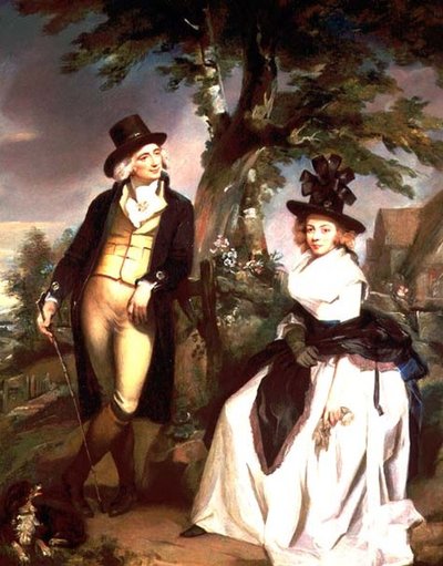 Porträt einer sitzenden Dame und ihres stehenden Ehemanns von Henry (attr. to) Singleton