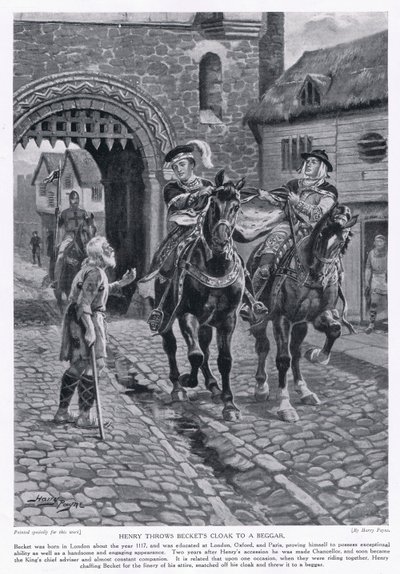 Heinrich wirft Becketts Mantel einem Bettler zu, 1117 n. Chr., 1920er Jahre von Henry A. Payne