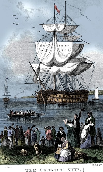 Das Sträflingsschiff, ca. 1820 von Henry Adlard