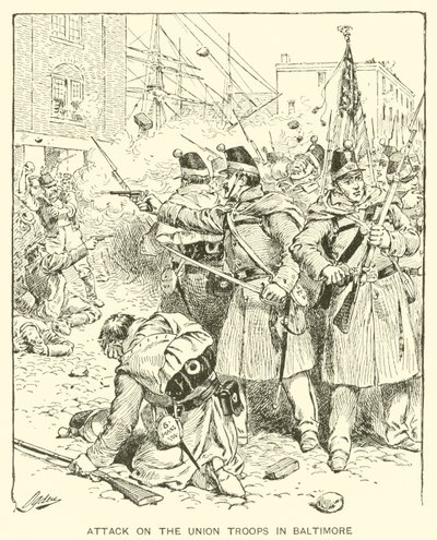 Angriff auf die Unionstruppen in Baltimore von Henry Alexander (after) Ogden