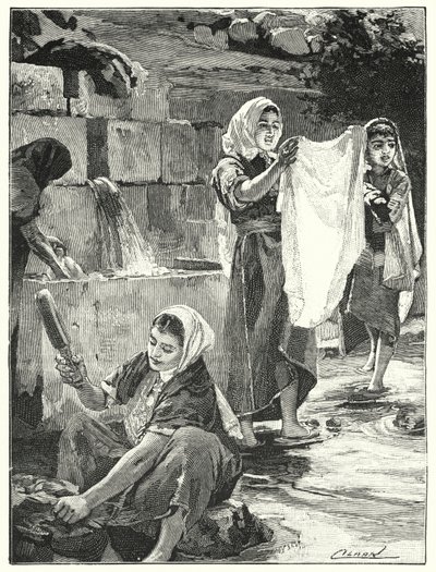 Brunnen in Lifta in Samaria (Lithografie) von Henry Andrew Harper