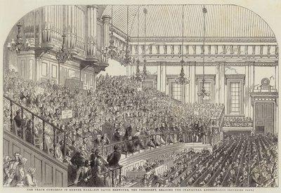 Der Friedenskongress in der Exeter Hall, Sir David Brewster, der Präsident, hält die Eröffnungsrede von Henry Anelay