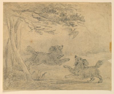 Studie von zwei Spaniels in einem Park von Henry Bernard Chalon