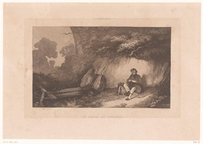 Felswand mit ruhendem Mann von Henry Berthoud