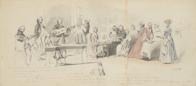 Teegesellschaft beim Prinzen von Conti, Mitte des 19. Jahrhunderts von Henry Bonaventure Monnier