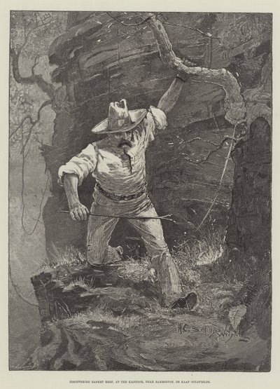 Entdeckung des Banket Reef, am Kantoor, nahe Barberton, De Kaap Goldfields von Henry Charles Seppings Wright
