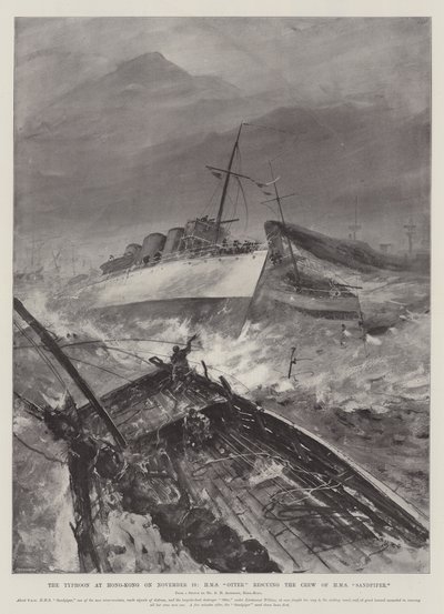 Der Taifun in Hongkong am 10. November, HMS Otter rettet die Besatzung der HMS Sandpiper von Henry Charles Seppings Wright