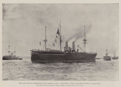 Das letzte Kommando des verstorbenen Herzogs von Edinburgh, HMS Alexandra mit halb gehisster königlicher Flagge von Henry Charles Seppings Wright