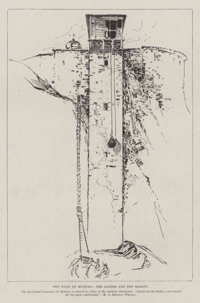 Zwei Wege nach Meteora, die Leiter und der Korb von Henry Charles Seppings Wright