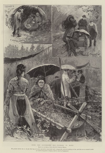 Mit den notleidenden Hopfenpflückern in Kent von Henry Charles Seppings Wright