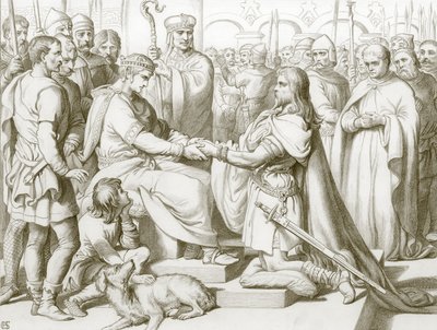 Wie Hereward zum König kam (Gravur) von Henry Courtney (after) Selous