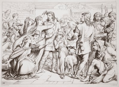 Wie Hereward den Bären tötete, Illustration aus Hereward the Great von Charles Kingsley, veröffentlicht 1870, graviert von C.G. Lewis (Stahlstich) von Henry Courtney Selous