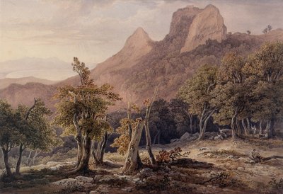Felsige Landschaft mit Figuren und einem See im Hintergrund von Henry Curzon Allport