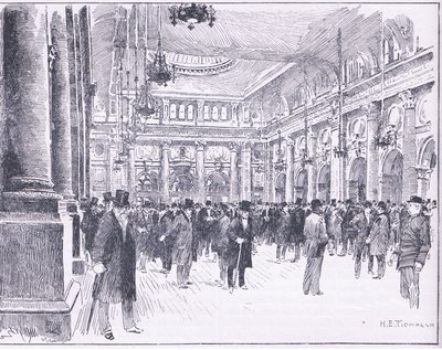 Im Inneren der Royal Exchange in Manchester, Illustration aus Cassells Geschichte Englands, 1900er Jahre von Henry Edward Tidmarsh