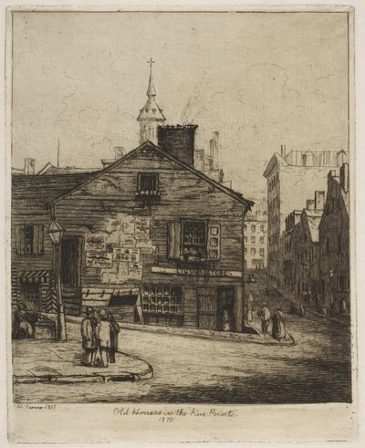 Alte Häuser in den „Five Points“, 1870, aus „Szenen aus dem alten New York“ von Henry Farrer