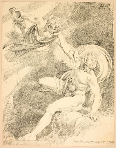 Himmlischer Ganymed, Tafel XV aus der zweiten Ausgabe von Specimens of Polyautography von Johann Heinrich Füssli