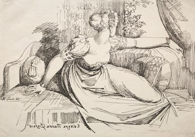 Beispiele der Polyautographie: Frau auf einem Sofa von Johann Heinrich Füssli