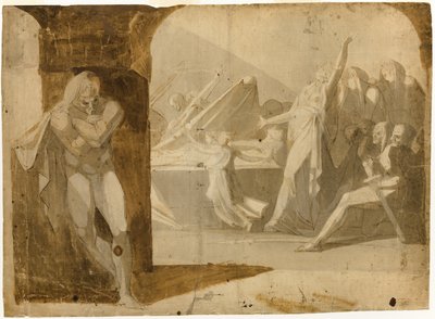 Der Herzog von Gloucester lauert Lady Anne beim Trauerzug ihres Schwiegervaters, König Heinrich VI. (recto); Stehender männlicher Akt, nach vorne gebeugt (verso) von Johann Heinrich Füssli