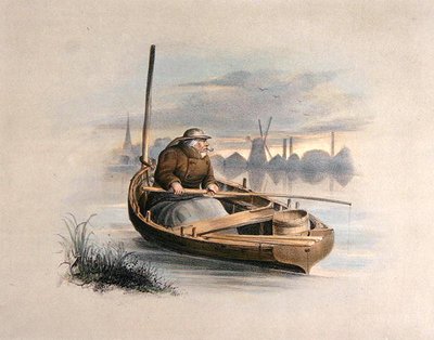 Aalstechen, Battersea, aus einer Serie von sechs Bildern über das Angeln von Henry Heath