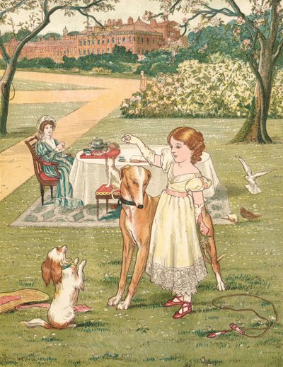Die Prinzessin und ihre Haustiere (Farblithographie) von Henry Hetherington Emmerson