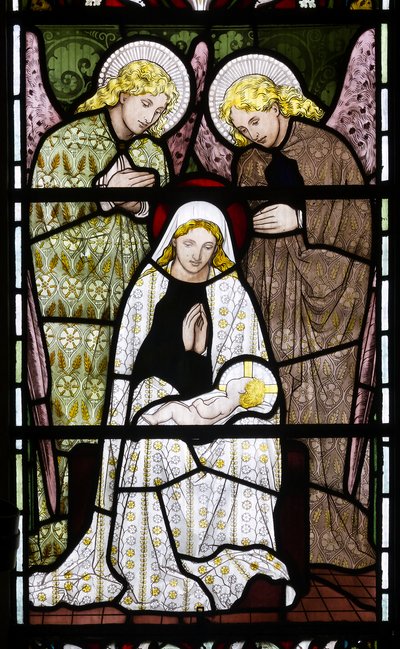 Engel, die Maria und das Jesuskind anbeten von Henry Holiday