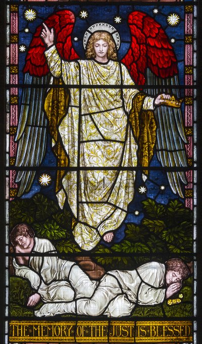Kirkstall, St. Stephan, Das Gedächtnis der Gerechten ist gesegnet, Sprüche Kapitel 10, Vers 7, ca. 1870 von Henry Holiday