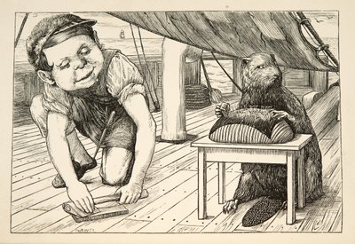 Der Biber schaute immer in die entgegengesetzte Richtung, aus Die Jagd auf den Snark, eine Agonie in acht Anfällen, von Lewis Carroll, veröffentlicht 1876 von Henry Holiday