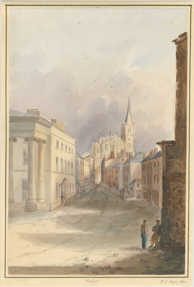 Walsall Stadt und Kirche: Aquarell, 1844 von Henry James Noyes