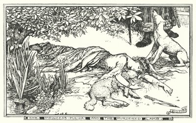 Die Prinzessin Pulja und das ermordete Lamm (Lithografie) von Henry Justice Ford