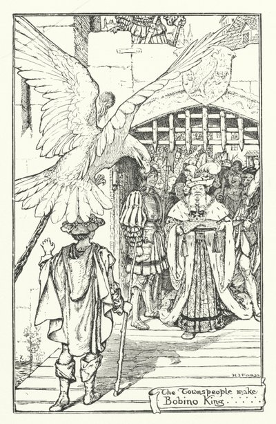 Die Stadtbewohner machen Bobino zum König (Gravur) von Henry Justice Ford