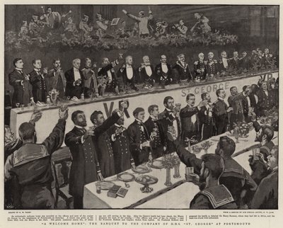 Ein herzliches Willkommen, das Bankett für die Besatzung der HMS St. George in Portsmouth von Henry Marriott Paget