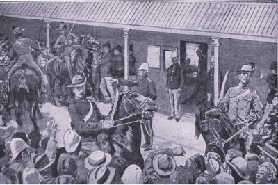 Koloniale Verstärkungen für Südafrika: Ein Ansturm von Bewerbern für die Einschreibung in Sydney, aus After Pretoria: Der Guerillakrieg veröffentlicht von Harmsworth Bros Limited, 1901 von Henry Marriott Paget