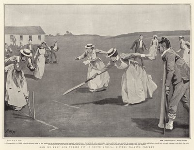 Wie wir unsere Krankenschwestern in Südafrika fit halten, Schwestern spielen Cricket von Henry Marriott Paget
