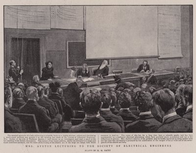 Mrs Ayrton hält einen Vortrag vor der Gesellschaft der Elektroingenieure von Henry Marriott Paget