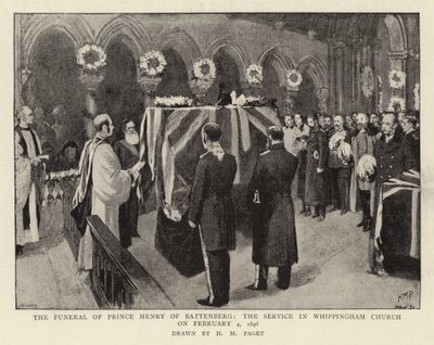 Die Beerdigung von Prinz Henry von Battenberg, der Gottesdienst in der Whippingham Kirche am 4. Februar 1896 von Henry Marriott Paget