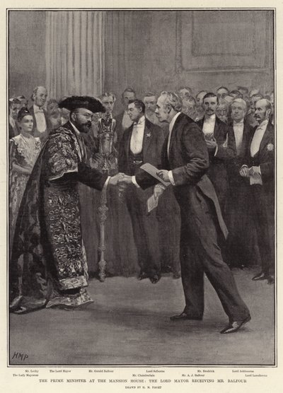 Der Premierminister im Mansion House, der Lord Mayor empfängt Mr. Balfour von Henry Marriott Paget
