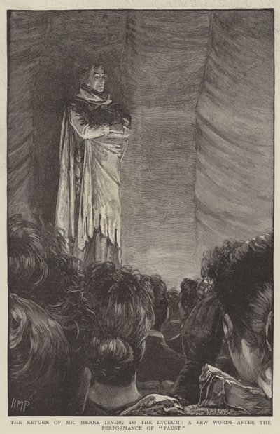 Die Rückkehr von Mr. Henry Irving ins Lyceum, ein paar Worte nach der Aufführung von Faust von Henry Marriott Paget