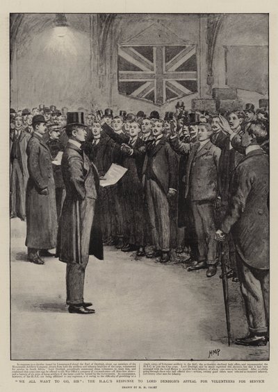 Wir alle wollen gehen, Sir, die Antwort der HAC auf Lord Denbighs Appell für Freiwillige für den Dienst von Henry Marriott Paget