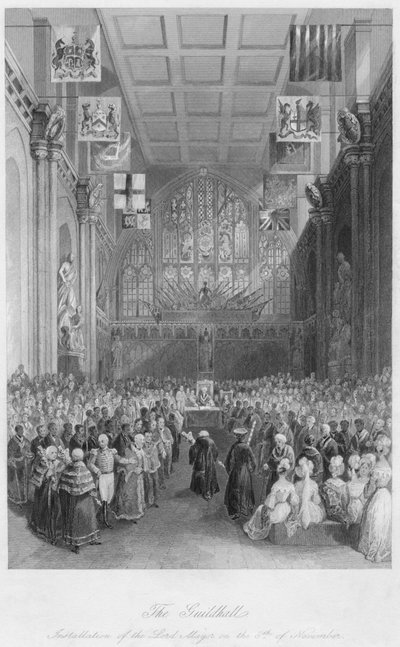Die Guildhall. Installation des Lord Mayor am 8. November, um 1841 von Henry Melville