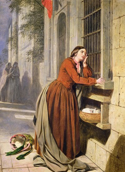 Mutter bringt ihr Kind ins Findelhaus in Paris, ca. 1855-60 von Henry Nelson O